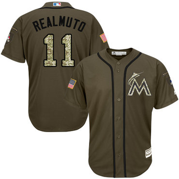 marlins #11 JT Realmuto Green Salute to Service Stitched Baseball Jersey