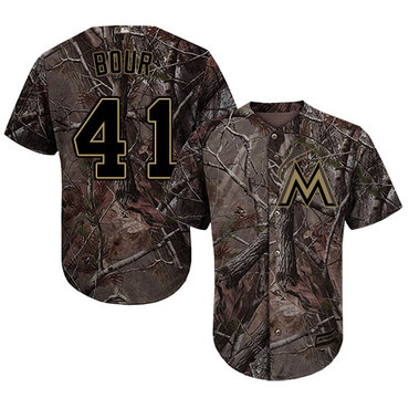 marlins #41 Justin Bour Camo Realtree Collection Cool Base Stitched Baseball Jersey
