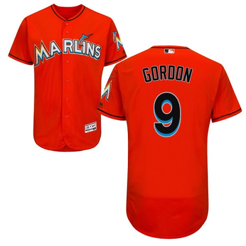 marlins #9 Dee Gordon Orange Flexbase Authentic Collection Stitched MLB Jersey