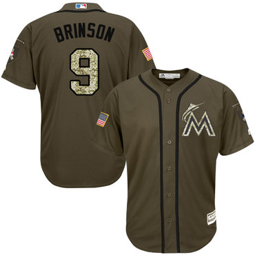 marlins #9 Lewis Brinson Green Salute to Service Stitched Baseball Jersey