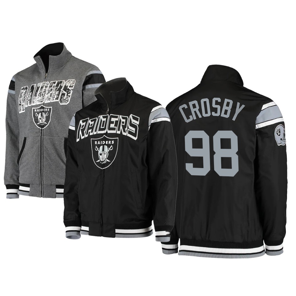 maxx crosby raiders black charcoal offside reversible full zip jacket