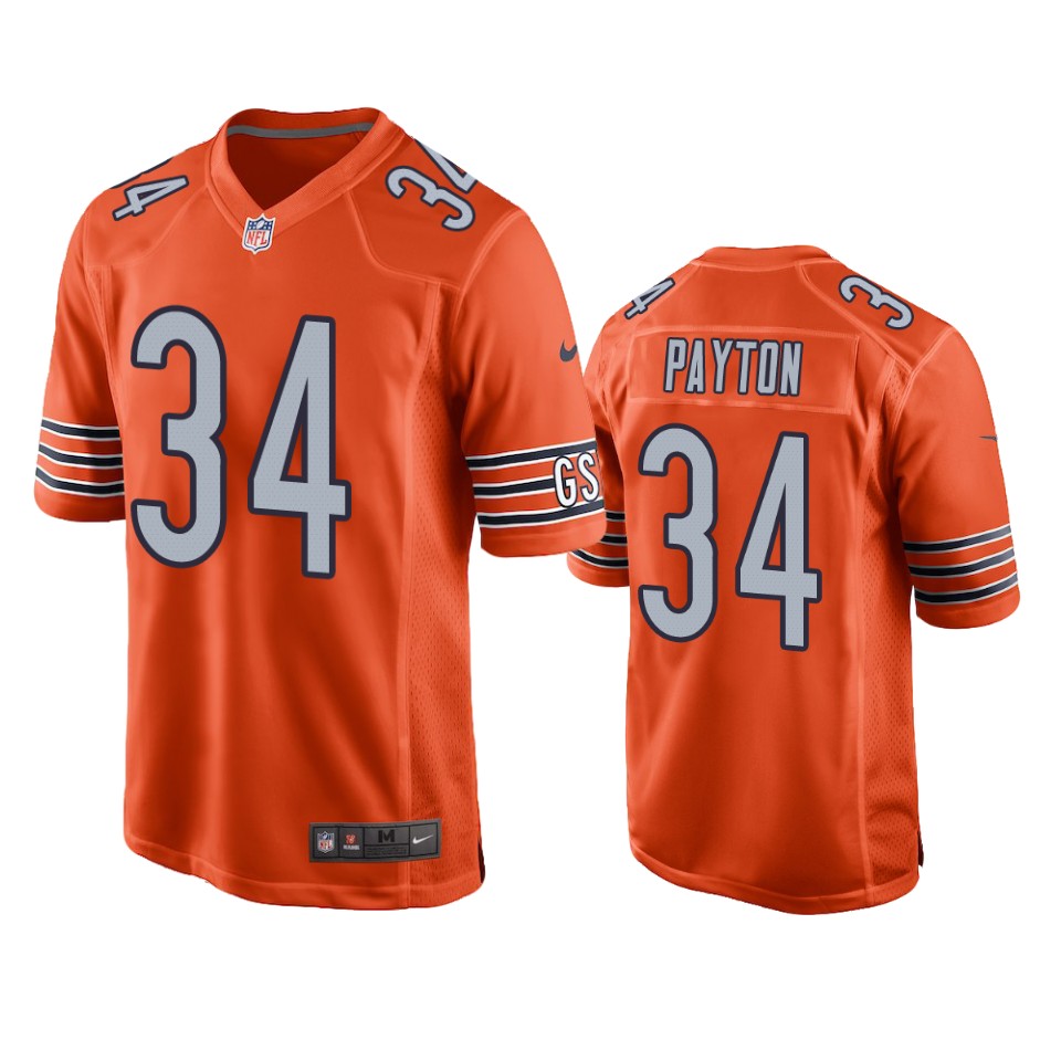 men's bears walter payton orange game jersey