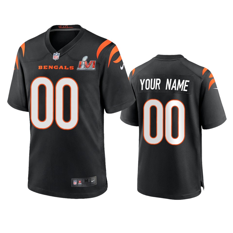 men's bengals custom black super bowl lvi game jersey