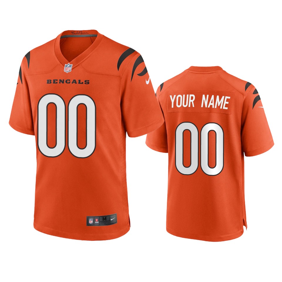 men's bengals custom orange 2021 game jersey 0a