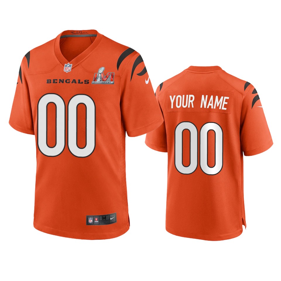men's bengals custom orange super bowl lvi game jersey