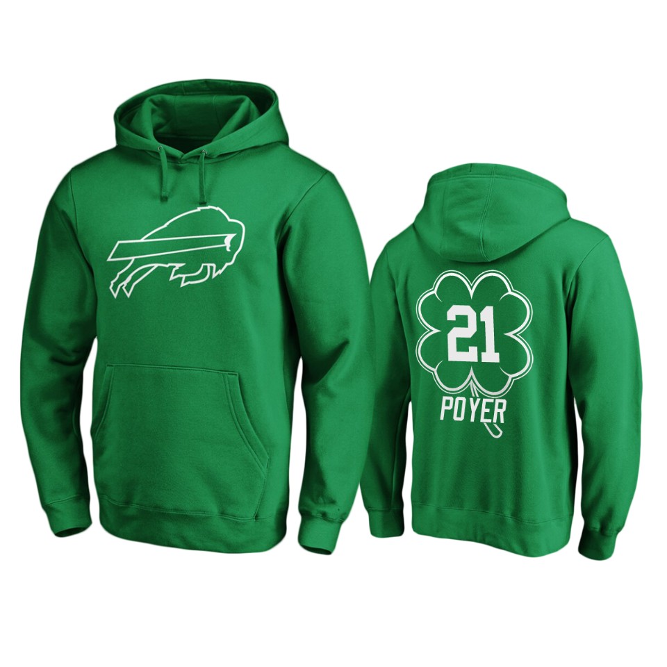men's bills jordan poyer green st. patrick's day white logo hoodie