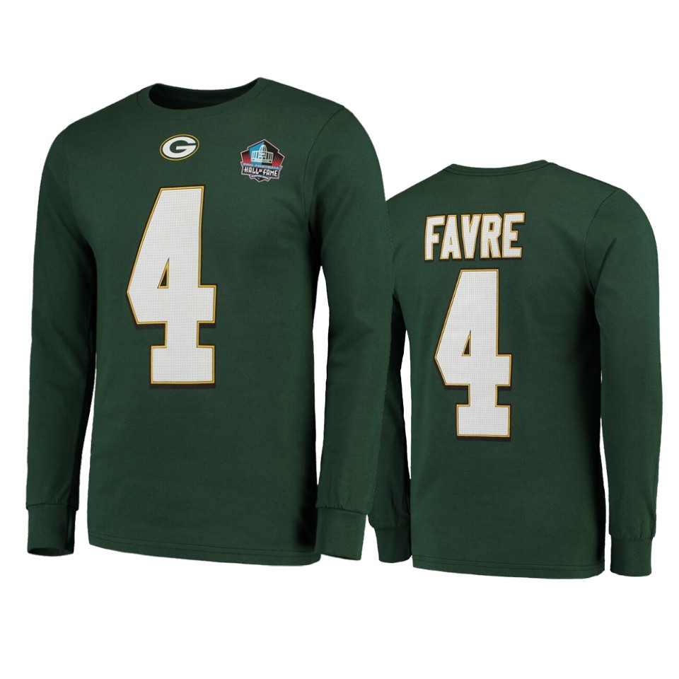 men's brett favre green hall of fame long sleeve t shirt