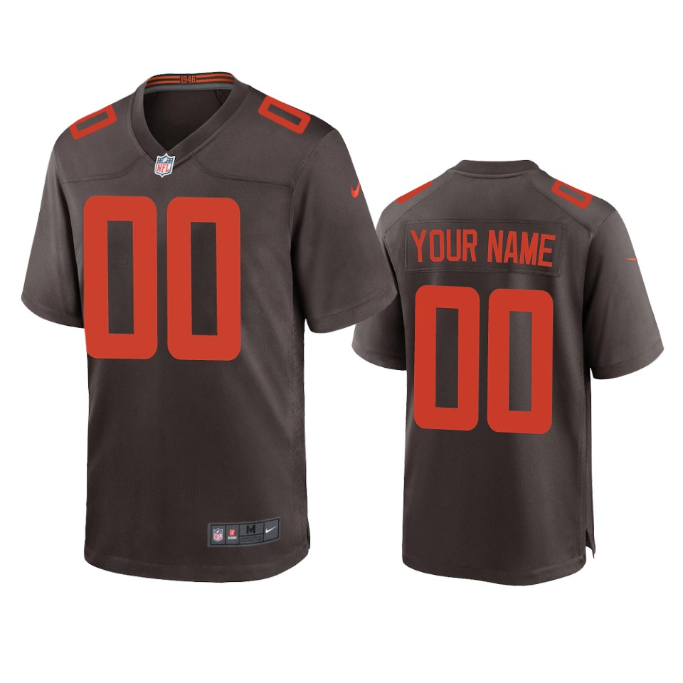 men's browns custom brown 2020 alternate game jersey
