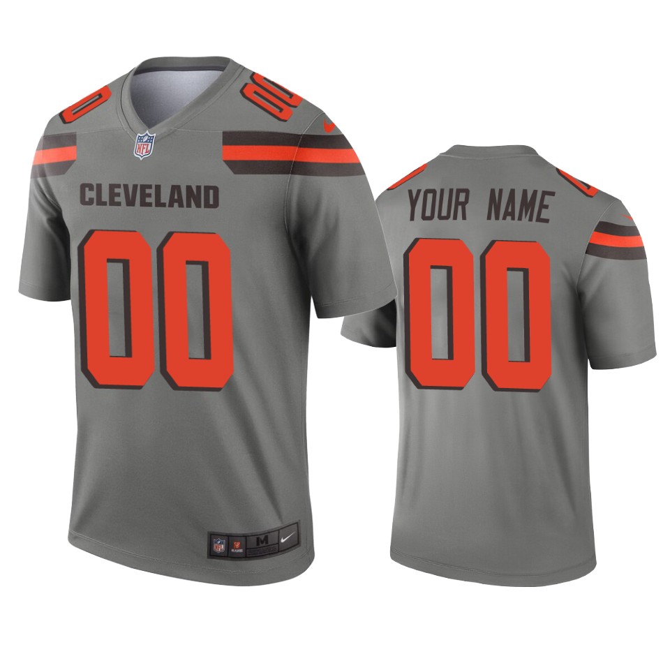 men's browns custom gray inverted legend jersey