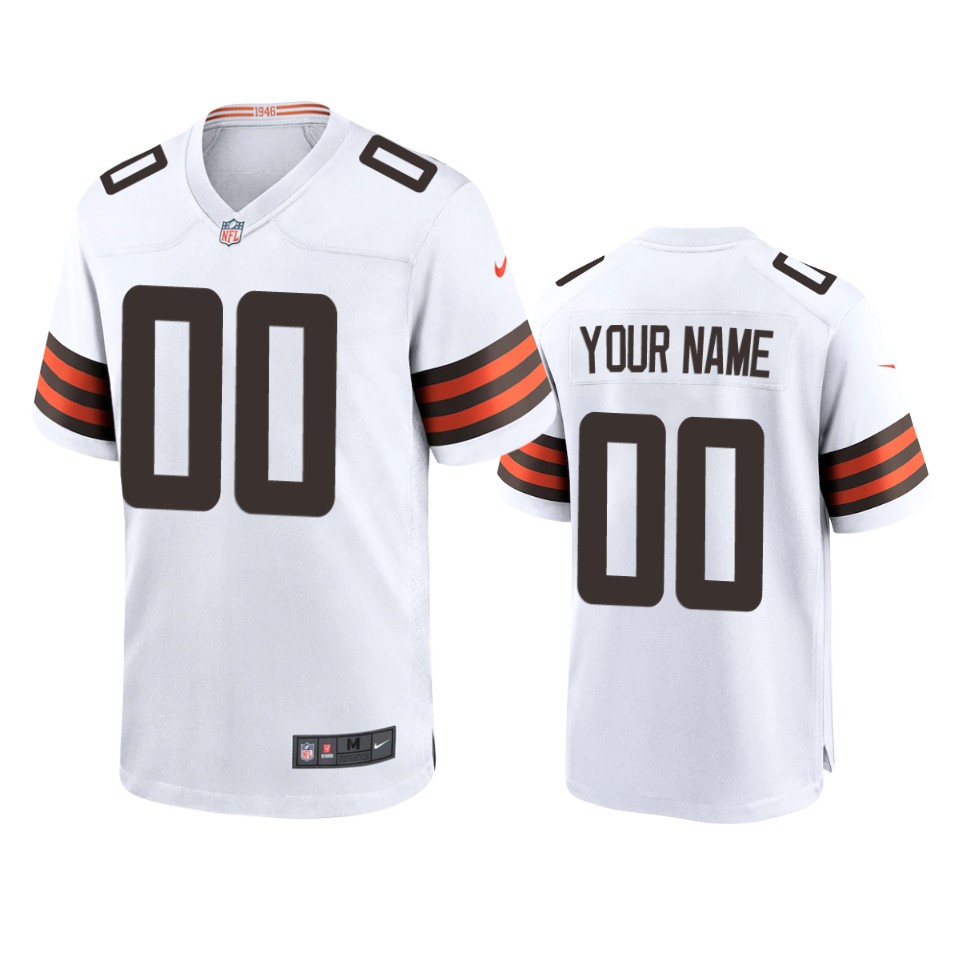 men's browns custom white 2020 game jersey