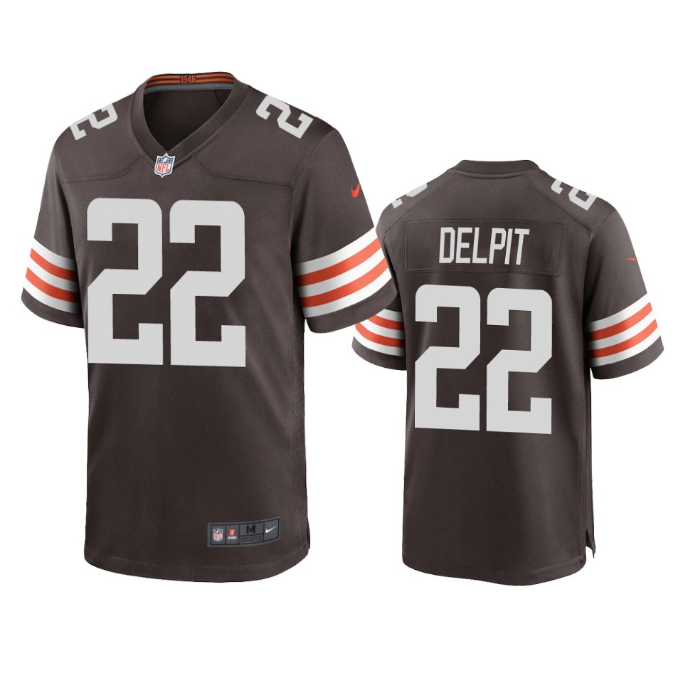 men's browns grant delpit brown game jersey