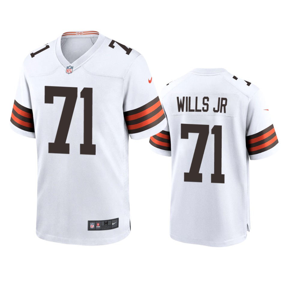 men's browns jedrick wills white game jersey