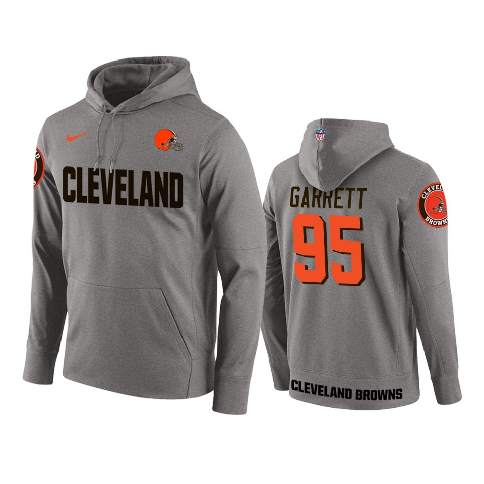 men's browns myles garrett gray circuit wordmark hoodie