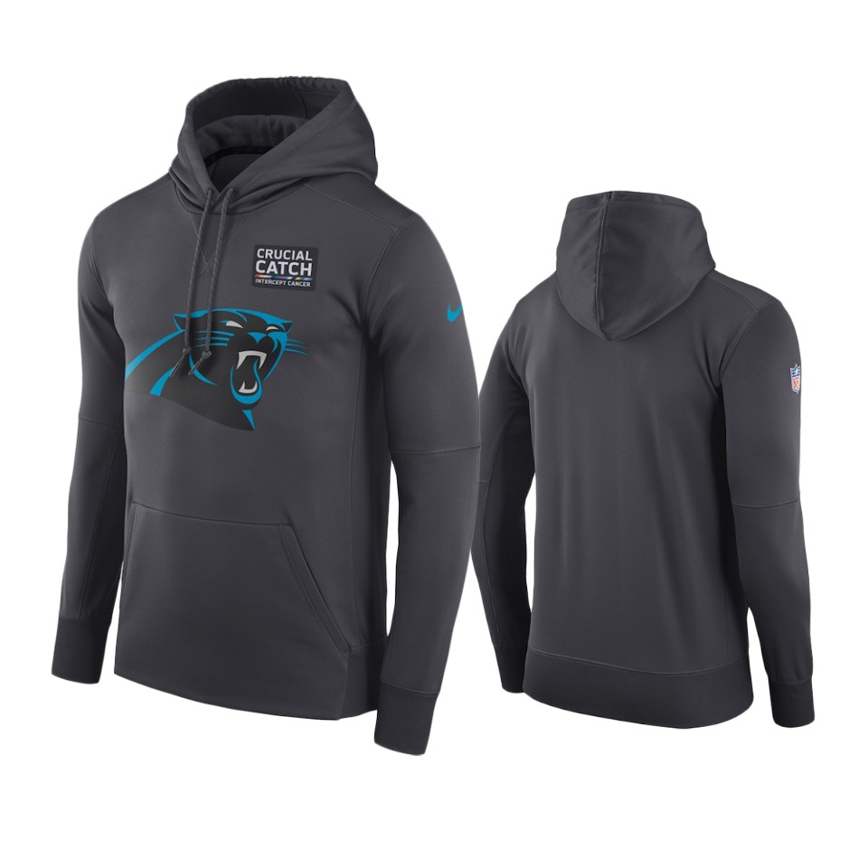 men's carolina panthers anthracite crucial catch performance hoodie