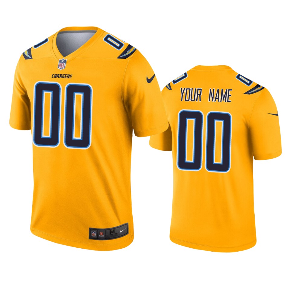 men's chargers custom gold inverted legend jersey