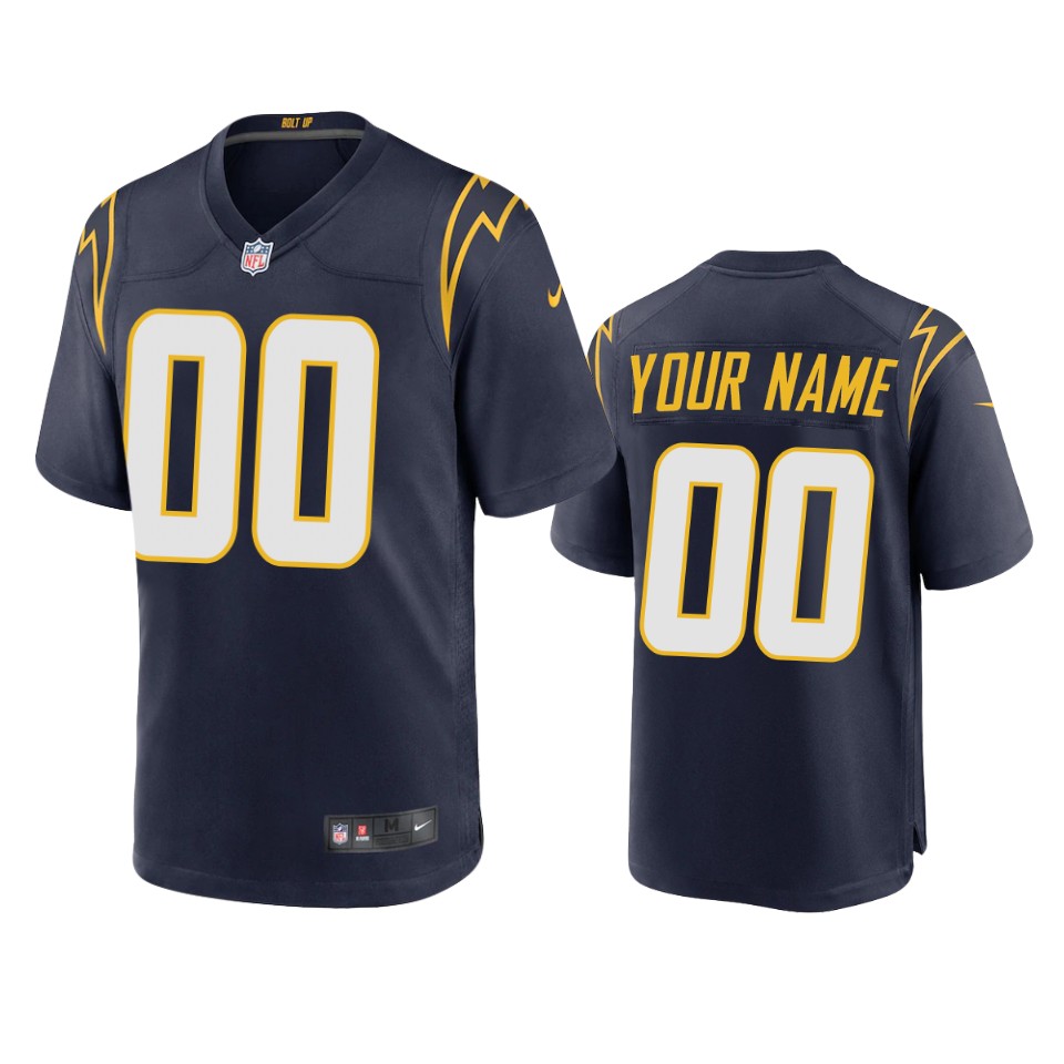 men's chargers custom navy 2020 game jersey