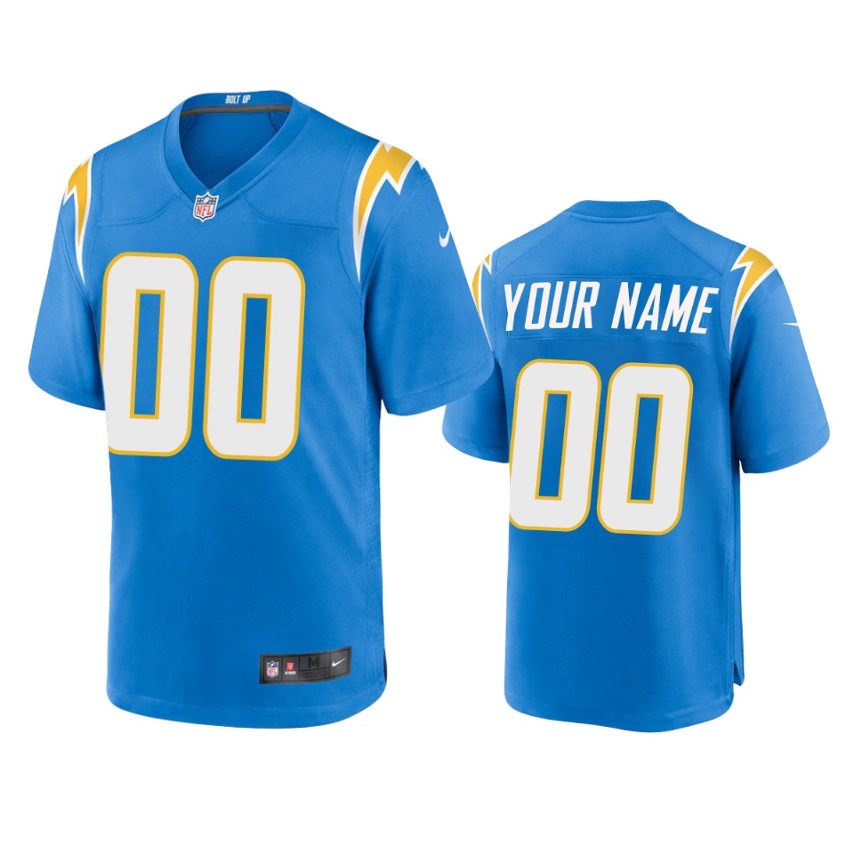men's chargers custom powder blue 2020 game jersey