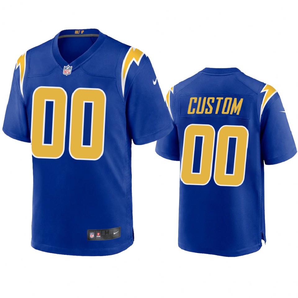 men's chargers custom royal 2020 game jersey