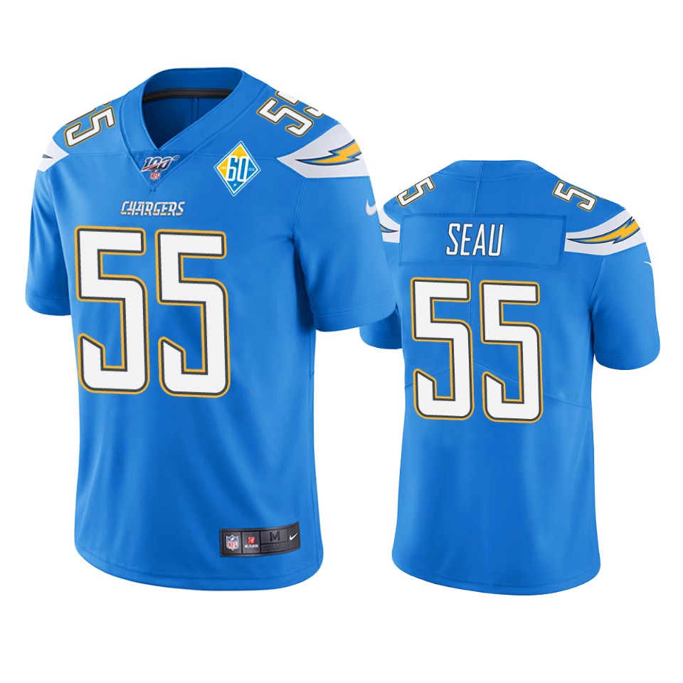 men's chargers junior seau light blue 60th anniversary vapor limited jersey