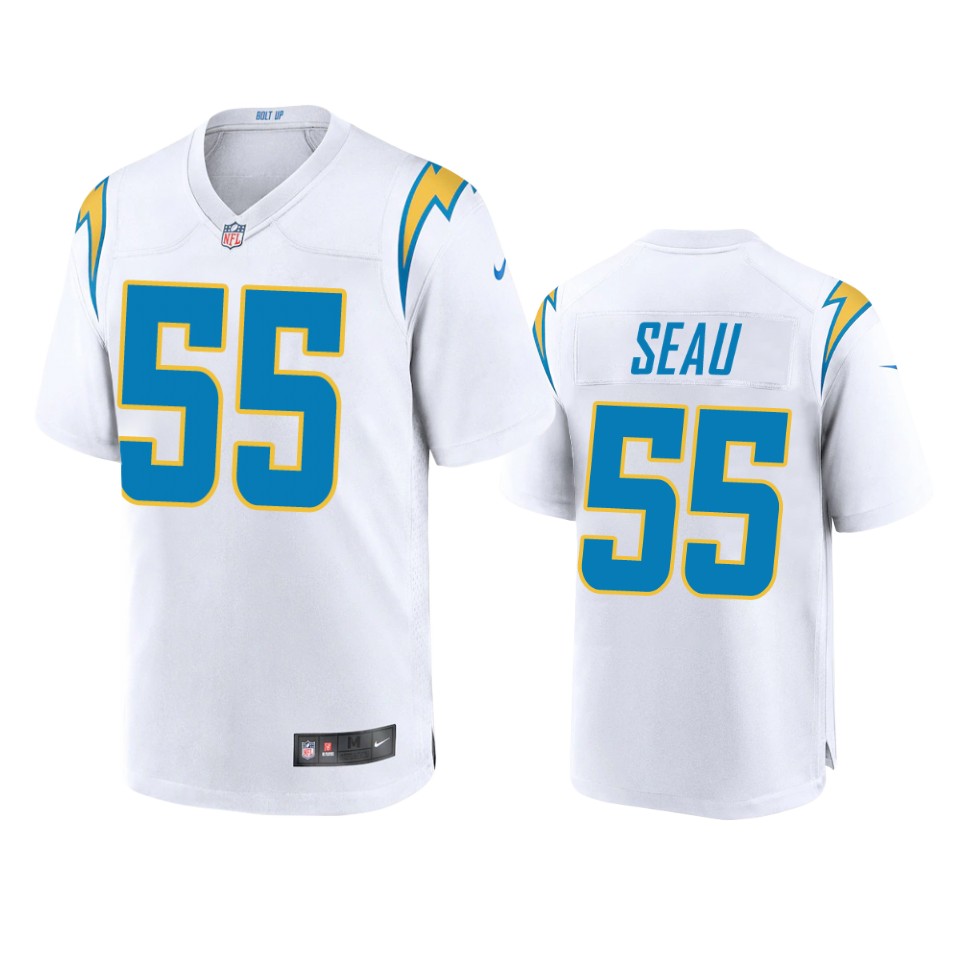 men's chargers junior seau white 2020 game jersey