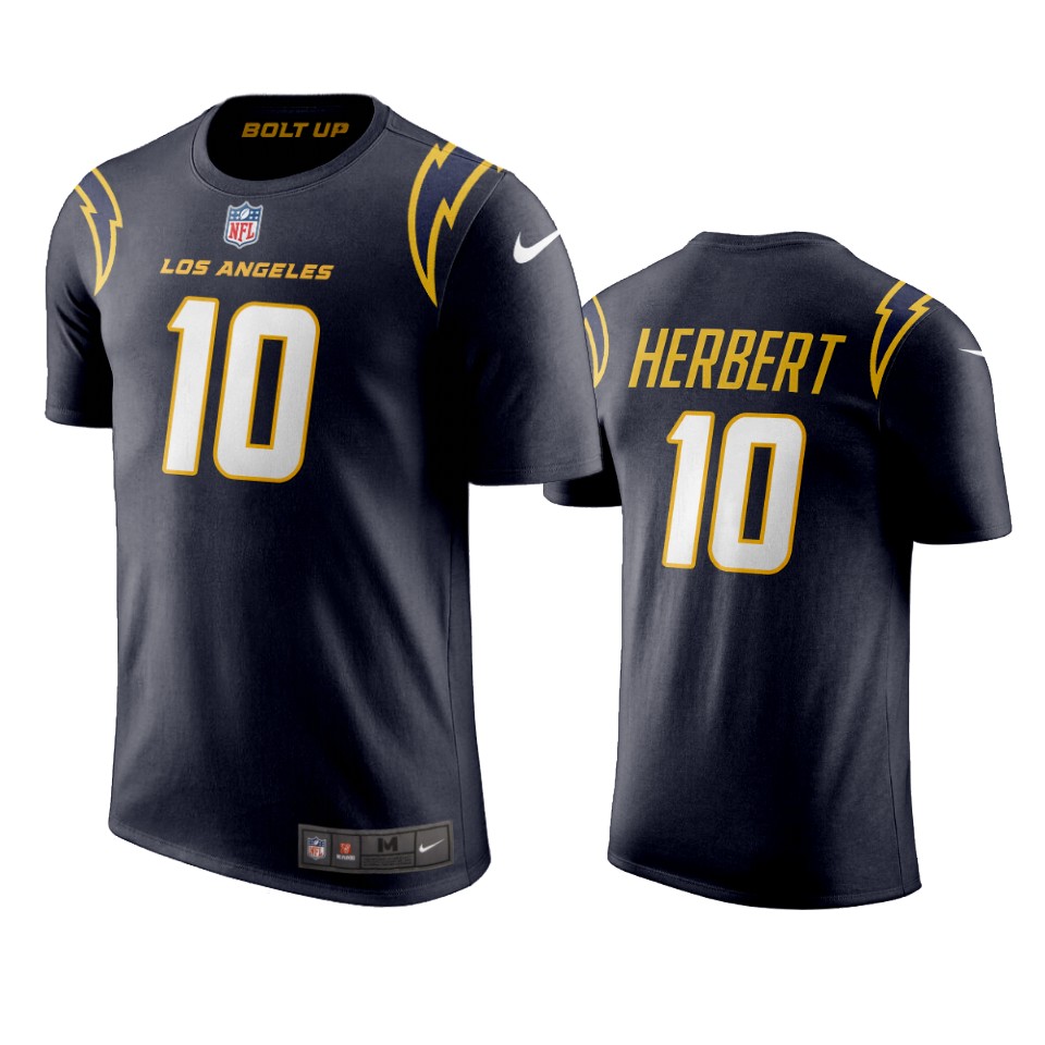 men's chargers justin herbert nikenavy name & number t shirt