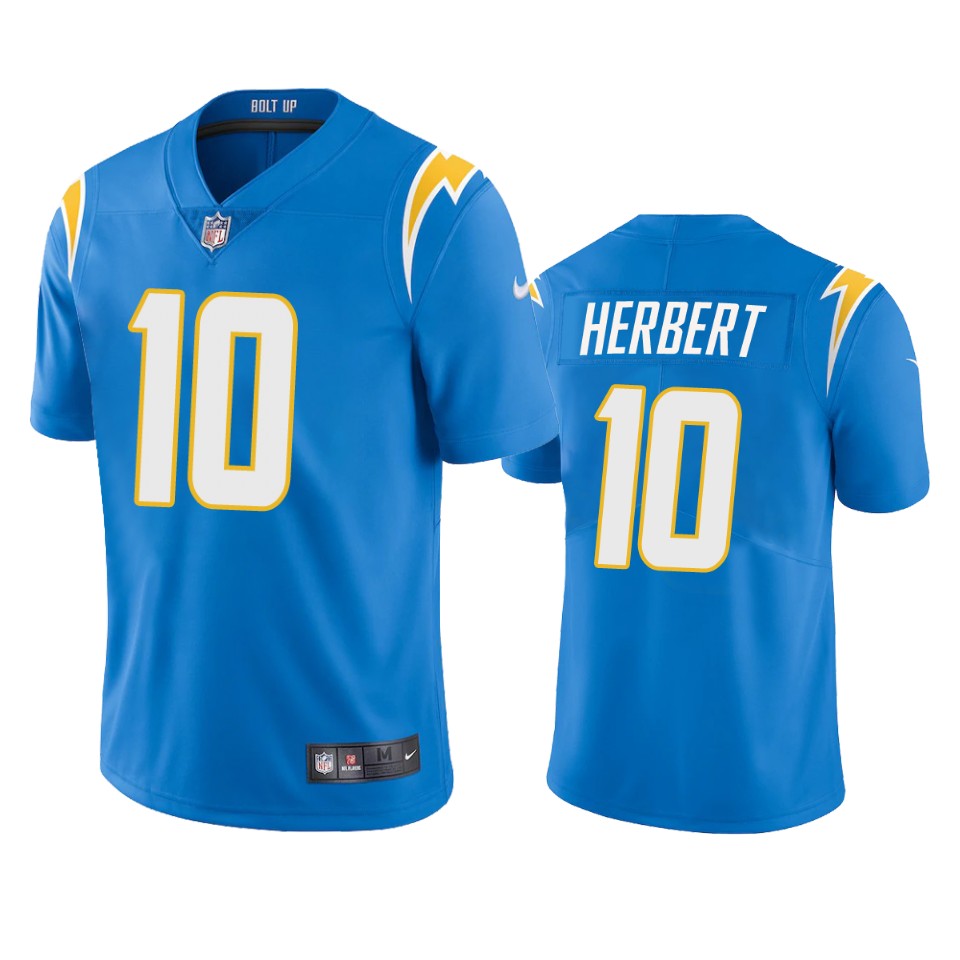 men's chargers justin herbert powder blue vapor limited jersey