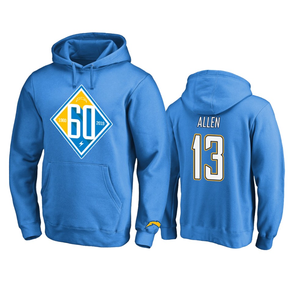 men's chargers keenan allen light blue 60th anniversary hoodie