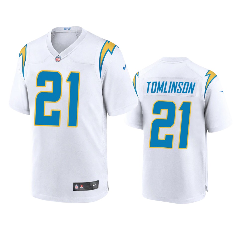 men's chargers ladainian tomlinson white 2020 game jersey