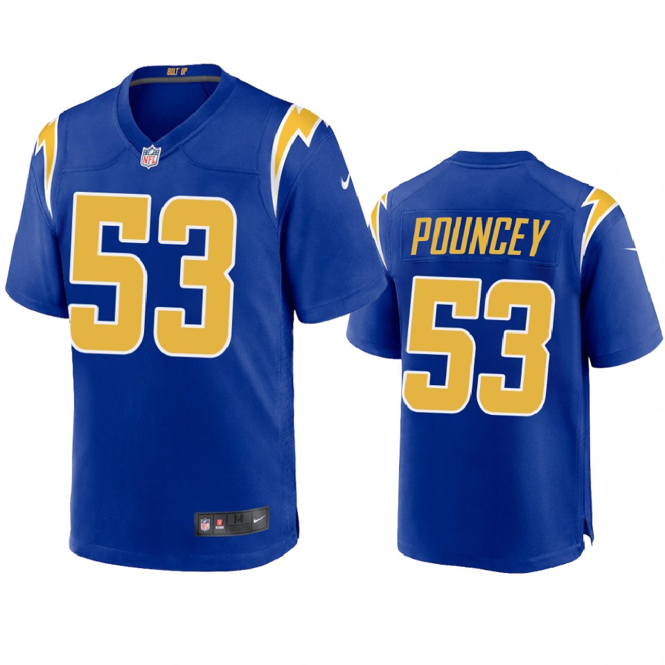 men's chargers mike pouncey royal 2020 game jersey