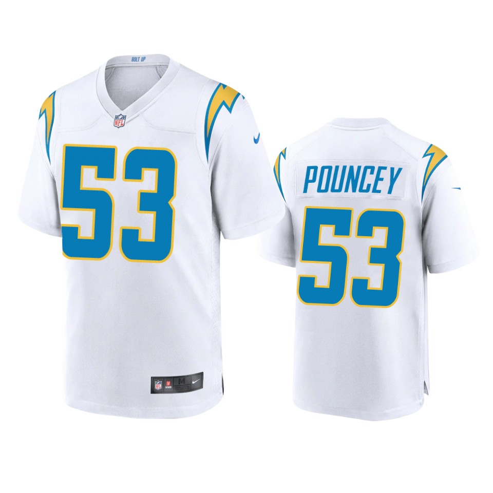 men's chargers mike pouncey white 2020 game jersey