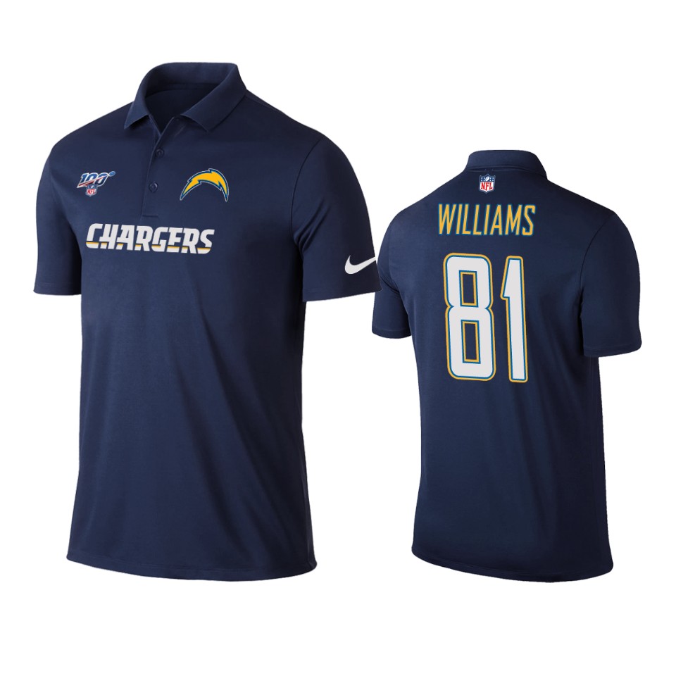 men's chargers mike williams navy 100th season polo
