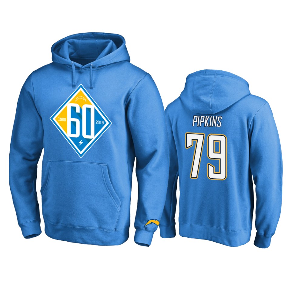 men's chargers trey pipkins light blue 60th anniversary hoodie