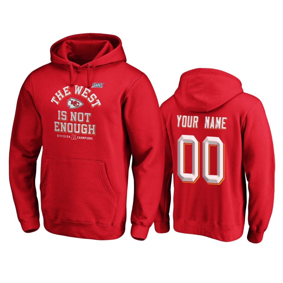 men's chiefs custom red 2019 afc west division champions cover two pullover hoodie