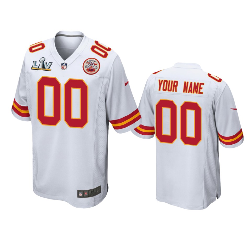 men's chiefs custom white super bowl lv game jersey