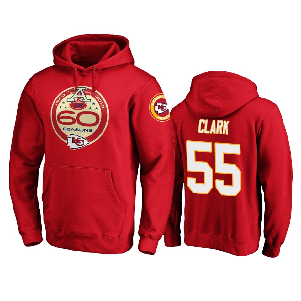 men's chiefs frank clark red 60th anniversary hoodie