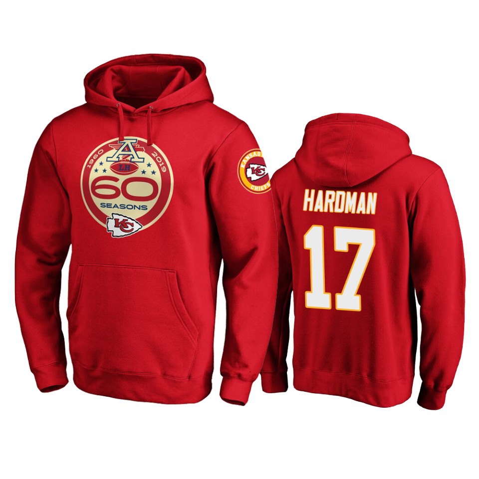 men's chiefs mecole hardman red 60th anniversary hoodie