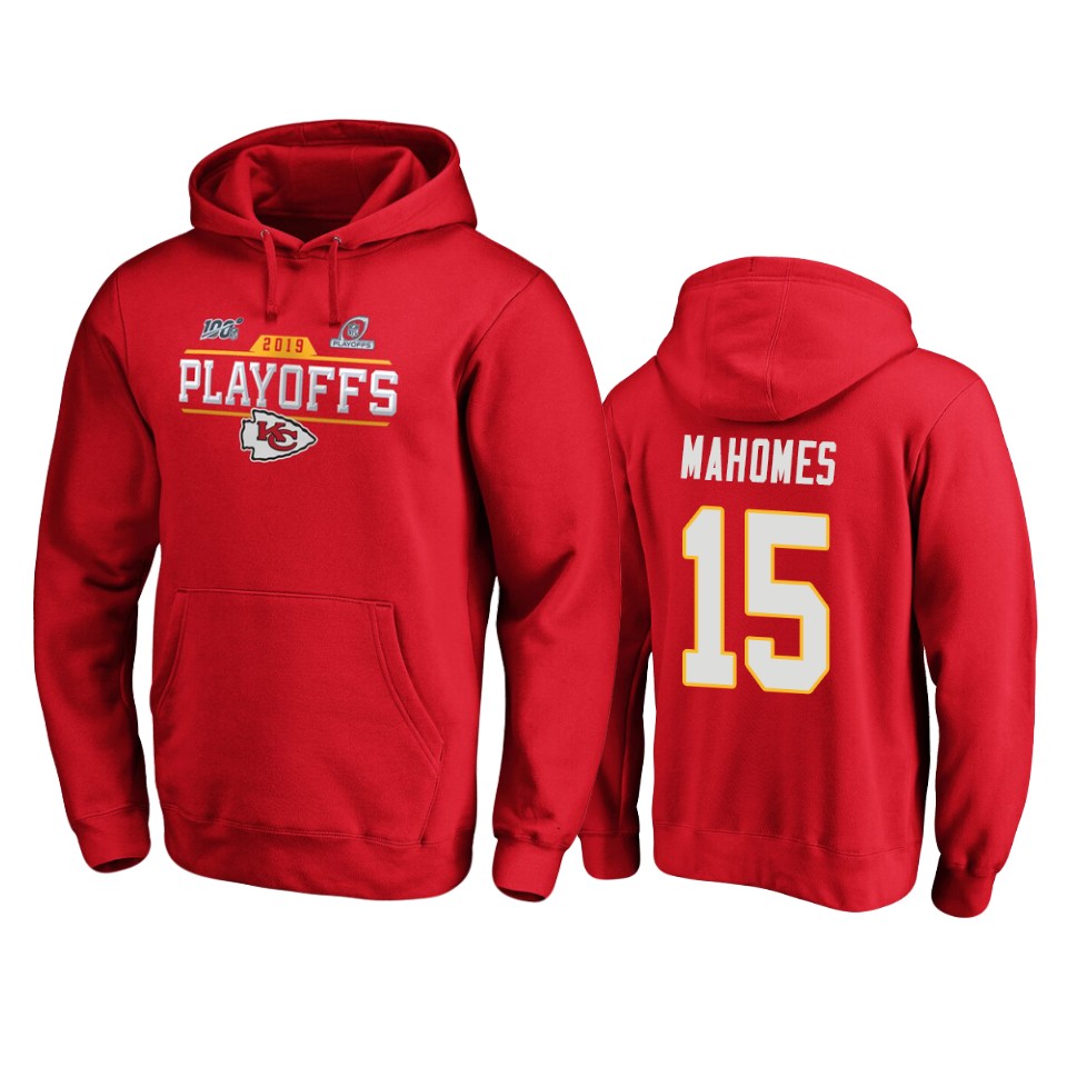 men's chiefs patrick mahomes red 2019 nfl playoffs bound chip shot pullover hoodie