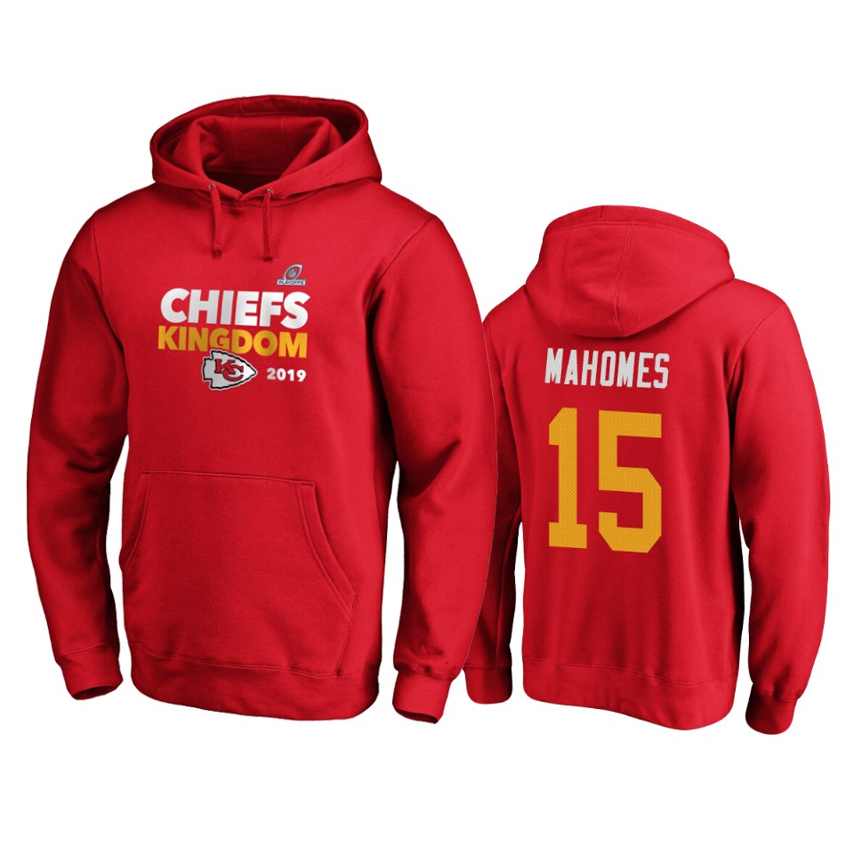 men's chiefs patrick mahomes red 2019 nfl playoffs bound hometown checkdown pullover hoodie
