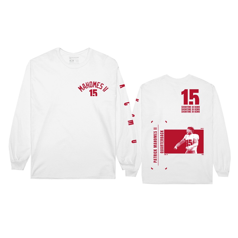 men's chiefs patrick mahomes white player graphic long sleeve t shirt
