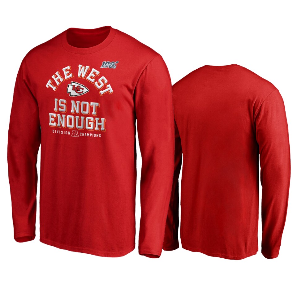 men's chiefs red 2019 afc west division champions cover two long sleeve t shirt