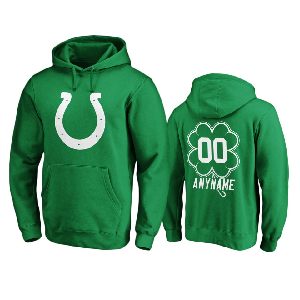 men's colts custom green st. patrick's day white logo hoodie