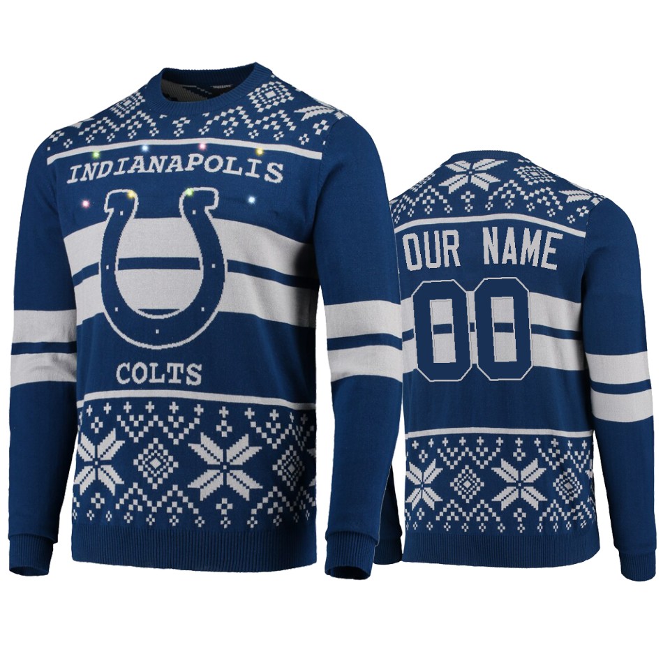 men's colts custom royal 2019 ugly christmas light up sweater