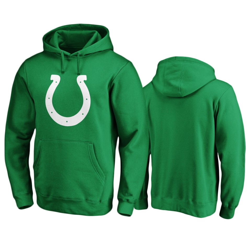 men's colts green st. patrick's day white logo hoodie