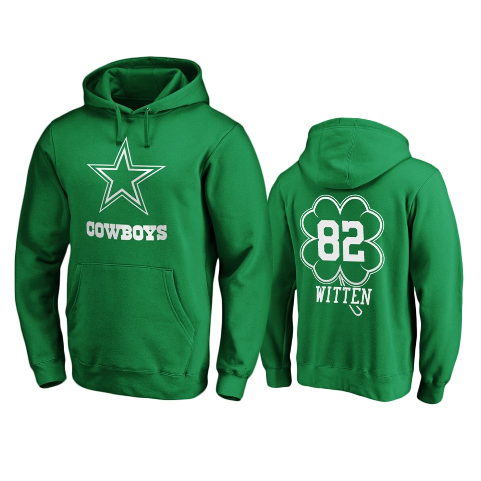 men's cowboys jason witten green st. patrick's day white logo hoodie