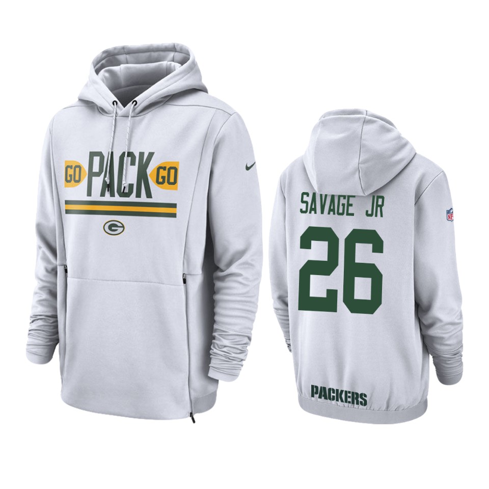 men's darnell savage jr. packers white sideline lockup hoodie