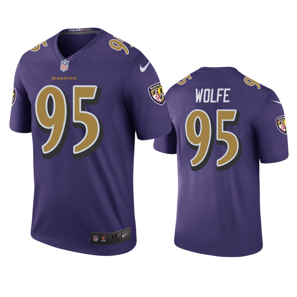 men's derek wolfe ravens purple color rush legend jersey