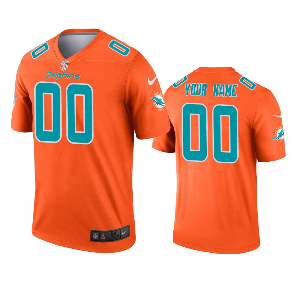 men's dolphins custom orange inverted legend jersey