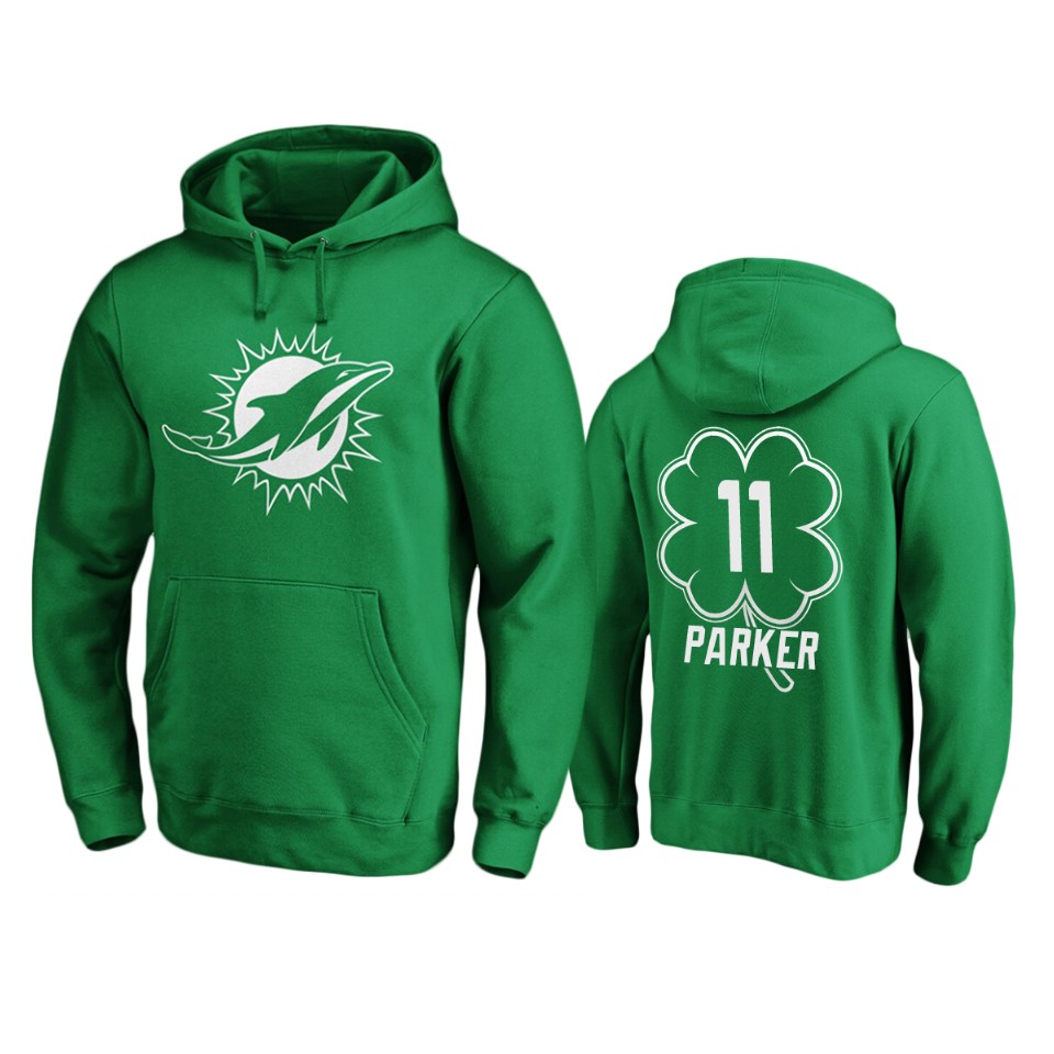 men's dolphins devante parker green st. patrick's day white logo hoodie
