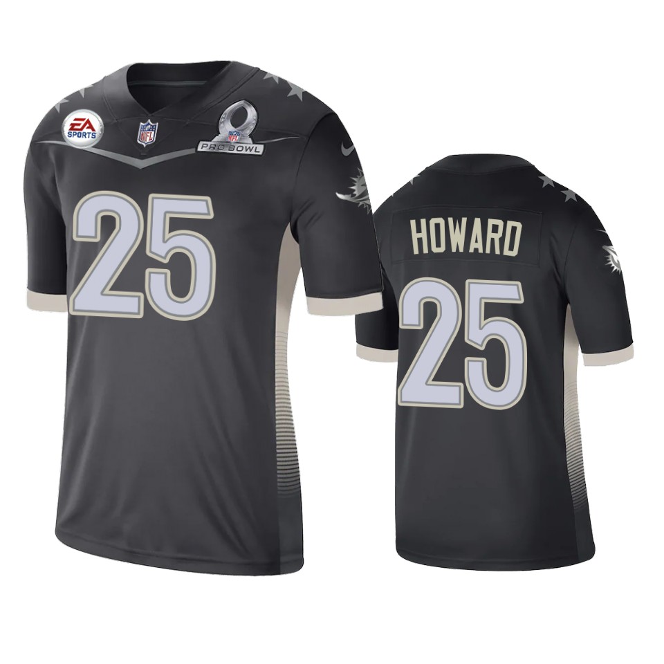 men's dolphins xavien howard anthracite 2021 afc pro bowl game jersey