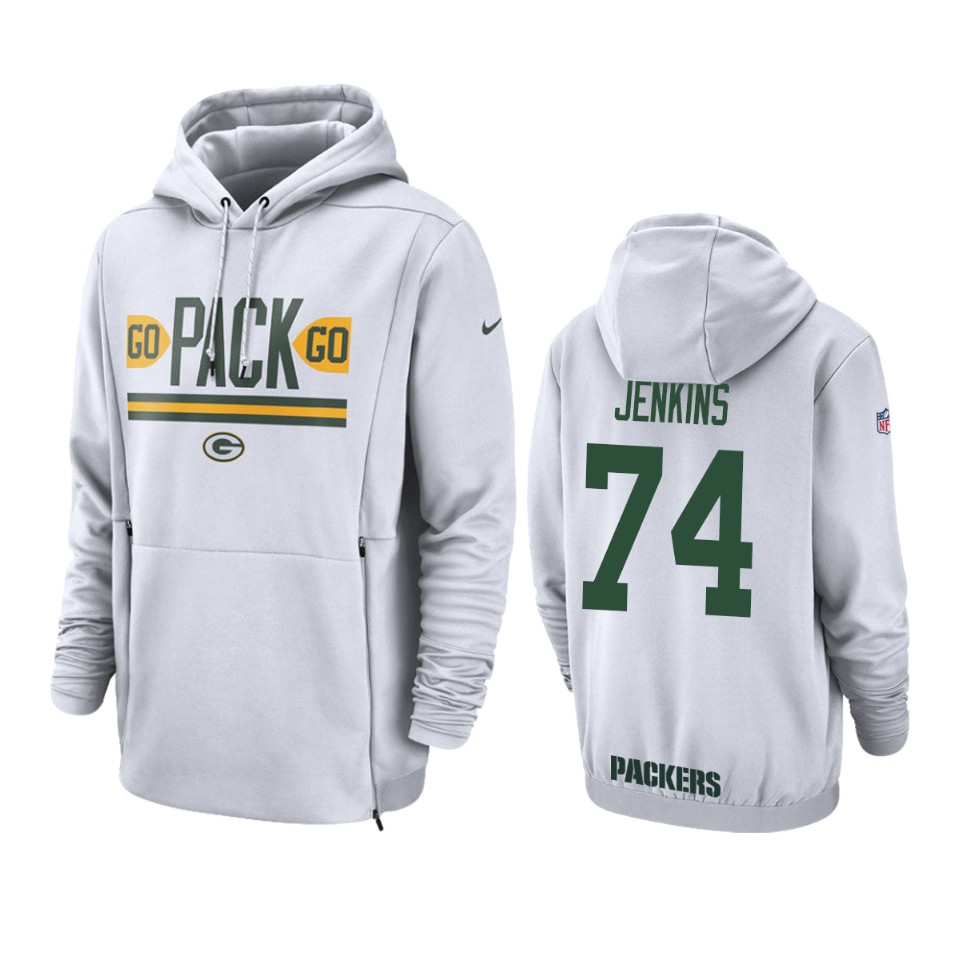 men's elgton jenkins packers white sideline lockup hoodie